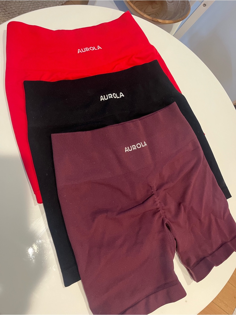 AUROLA Women’s Bike Shorts — 3-pack Red, Black, Burgundy